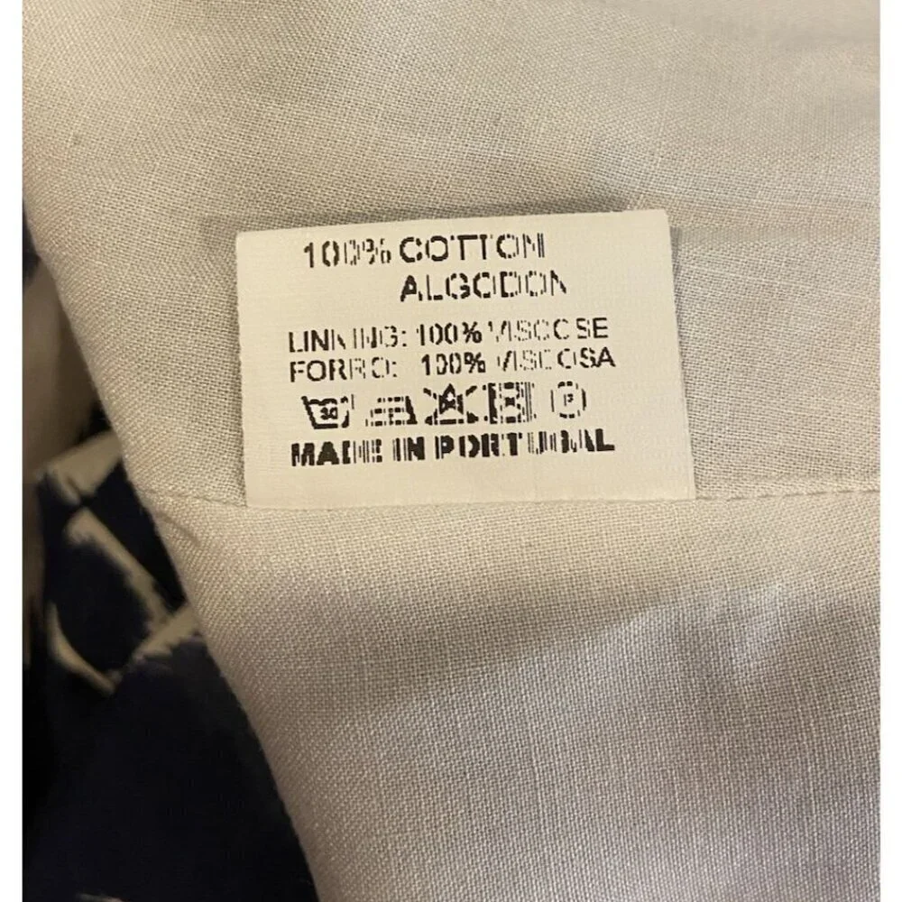 Vilagallo Tammy Ikat Midi Dress Tiered Puff Sleeves Navy Pink Orange 42 L - Picture 6 of 7